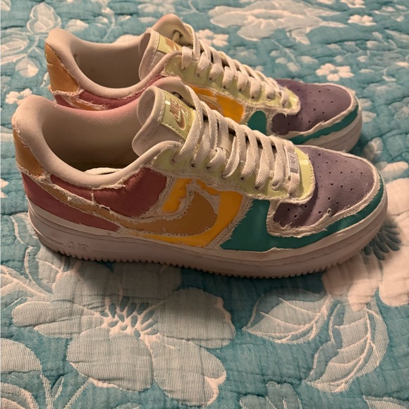 Nike Air Force 1 Pastel Patchwork Sneakers - Purple, Teal, Yellow, Pink, white - Picture 2 of 5